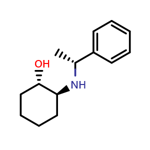 Chemical structure of (1S,2S)-2-((R)-1-phenylethylamino)cyclohexanol , CAS 98361-56-9, AChemBlock W168206