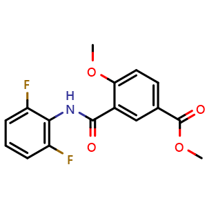 Chemical structure of Methyl 3-(2,6-difluorophenylcarbamoyl)-4-methoxybenzoate , CAS 1089278-51-2, AChemBlock W168210