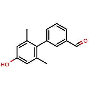 Chemical structure of 4'-Hydroxy-2',6'-dimethylbiphenyl-3-carbaldehyde , CAS 805250-31-1, AChemBlock W168218