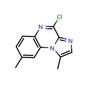 Chemical structure of 4-Chloro-1,8-dimethyl-imidazo[1,2-a]quinoxaline , CAS 445430-62-6, AChemBlock W168240