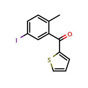 Chemical structure of (5-Iodo-2-methylphenyl)(thiophen-2-yl)methanone , CAS 1823966-94-4, AChemBlock W168270
