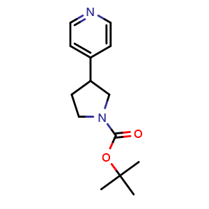 Chemical structure of tert-Butyl 3-(pyridin-4-yl)pyrrolidine-1-carboxylate , CAS 1024590-32-6, AChemBlock W168280