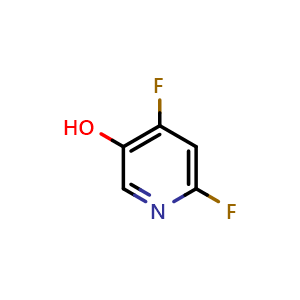 Chemical structure of 4,6-difluoropyridin-3-ol , CAS 1227597-52-5, AChemBlock W168282