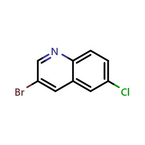 Chemical structure of 3-Bromo-6-chloroquinoline , CAS 13669-65-3, AChemBlock W168284
