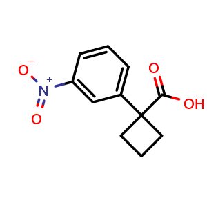 Chemical structure of 1-(3-Nitrophenyl)cyclobutanecarboxylic acid , CAS 180080-87-9, AChemBlock W168288