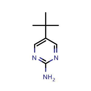 Chemical structure of 5-(1,1-Dimethylethyl)-2-pyrimidinamine , CAS 94615-68-6, AChemBlock W168297