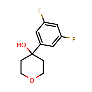 Chemical structure of 4-(3,5-Difluorophenyl)tetrahydro-2H-pyran-4-ol , CAS 139503-12-1, AChemBlock W168301