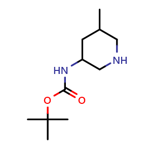 Chemical structure of tert-Butyl (5-methylpiperidin-3-yl)carbamate , CAS 1270019-95-8, AChemBlock W168302