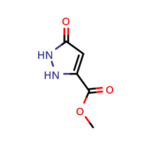 Chemical structure of methyl 5-oxo-1,2-dihydropyrazole-3-carboxylate , CAS 86625-25-4, AChemBlock W168314