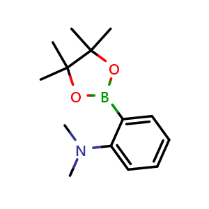 Chemical structure of Dimethyl[2-(4,4,5,5-tetramethyl-1,3,2-dioxaborolan-2-yl)phenyl]amine , CAS 832114-08-6, AChemBlock W168331