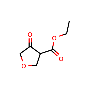 Chemical structure of Tetrahydro-4-oxo-3-furoic acid ethyl ester , CAS 89898-51-1, AChemBlock W168337