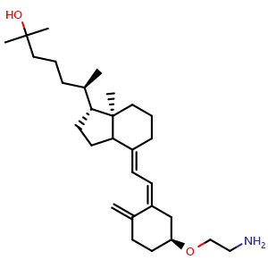 Chemical structure of 3-O-(2-Aminoethyl)-25-hydroxyvitamin D3 , CAS 163018-26-6, AChemBlock W168426