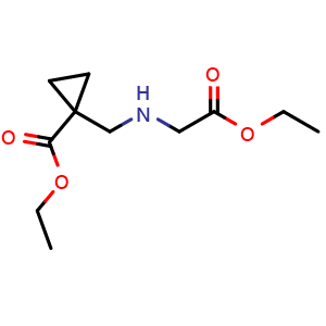 Chemical structure of Ethyl 1-((2-ethoxy-2-oxoethylamino)methyl)cyclopropanecarboxylate , CAS 400841-00-1, AChemBlock W168447