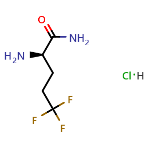 Chemical structure of (R)-2-Amino-5,5,5-trifluoropentanamide hydrochloride , CAS 1146699-58-2, AChemBlock W168480
