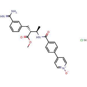 Chemical structure of 4-(4-(((2R,3R)-3-(3-carbamimidoylbenzyl)-4-methoxy-4-oxobutan-2-yl)carbamoyl)phenyl)pyridine 1-oxide hydrochloride , CAS 409081-12-5, AChemBlock W168499