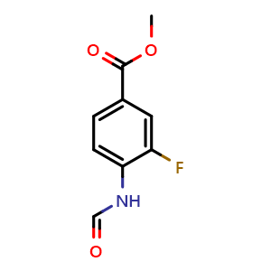 Chemical structure of Methyl 3-fluoro-4-formamidobenzoate , CAS 1314936-23-6, AChemBlock W168500