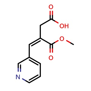 Chemical structure of 3-(Methyl carboxy)-4-(pyridin-3-yl)but-3-enoic acid , CAS 1415565-98-8, AChemBlock W168506