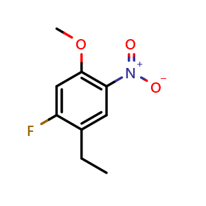 Chemical structure of 1-Ethyl-2-fluoro-4-methoxy-5-nitrobenzene , CAS 1089282-52-9, AChemBlock W168513