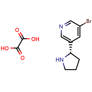 Chemical structure of (S)-3-bromo-5-(pyrrolidin-2-yl)pyridine oxalate , CAS 1415566-33-4, AChemBlock W168542
