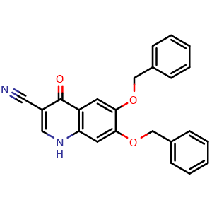 Chemical structure of 6,7-Bis(benzyloxy)-4-oxo-1,4-dihydroquinoline-3-carbonitrile , CAS 1415564-53-2, AChemBlock W168556