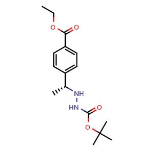 Chemical structure of (R)-tert-butyl 2-(1-(4-(ethoxycarbonyl)phenyl)ethyl)hydrazinecarboxylate , CAS 870822-90-5, AChemBlock W168573
