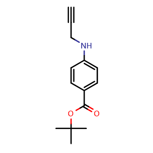 Chemical structure of tert-Butyl 4-(2-propynylamino)benzoate , CAS 112888-76-3, AChemBlock W168581