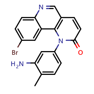 Chemical structure of 1-(3-Amino-4-methylphenyl)-9-bromobenzo[h][1,6]naphthyridin-2(1H)-one , CAS 1415565-13-7, AChemBlock W168595