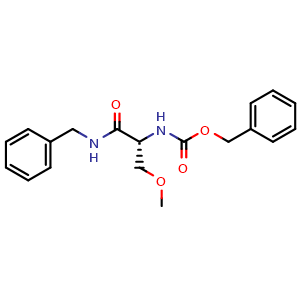 Chemical structure of (R)-Benzyl 1-(benzylamino)-3-methoxy-1-oxopropan-2-ylcarbamate , CAS 196601-68-0, AChemBlock W168597