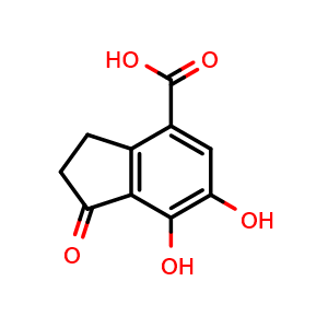 Chemical structure of 6,7-Dihydroxy-1-oxo-2,3-dihydro-1H-indene-4-carboxylic acid , CAS 148050-69-5, AChemBlock W168627