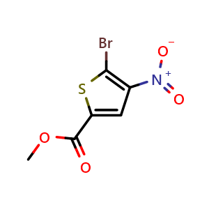 Chemical structure of methyl 5-bromo-4-nitro-thiophene-2-carboxylate , CAS 38239-32-6, AChemBlock W168631