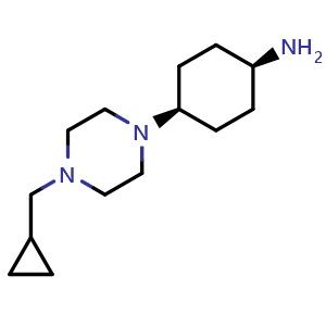 Chemical structure of cis-4-(4-(Cyclopropylmethyl)piperazin-1-yl)cyclohexanamine , CAS 755039-90-8, AChemBlock W168652