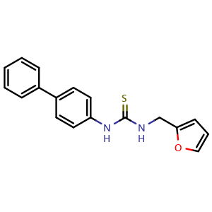 Chemical structure of 1-(Biphenyl-4-yl)-3-(furan-2-ylmethyl)thiourea , CAS 1061741-26-1, AChemBlock W168676