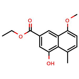 Chemical structure of Ethyl 4-hydroxy-8-methoxy-5-methyl-2-naphthoate , CAS 137932-77-5, AChemBlock W168714