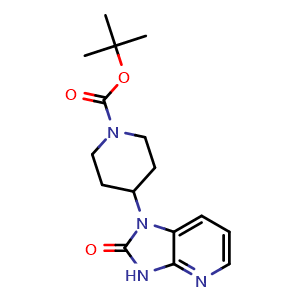Chemical structure of tert-Butyl 4-(2-oxo-2,3-dihydro-1H-imidazo[4,5-b]pyridin-1-yl)piperidine-1-carboxylate , CAS 781649-87-4, AChemBlock W168718