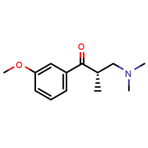 Chemical structure of (S)-3-(dimethylamino)-1-(3-methoxyphenyl)-2-methylpropan-1-one , CAS 850222-40-1, AChemBlock W168719