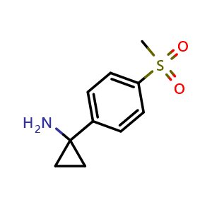 Chemical structure of 1-(4-(Methylsulfonyl)phenyl)cyclopropanamine , CAS 1038389-00-2, AChemBlock W168725