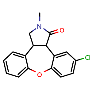 Chemical structure of 11-Chloro-2-methyl-2,3,3a,12b-tetrahydro-1H-dibenzo[2,3:6,7]oxepino[4,5-c]pyrrol-1-one , CAS 1180843-77-9, AChemBlock W168736