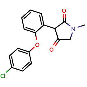 Chemical structure of 3-(2-(4-Chlorophenoxy)phenyl)-1-methylpyrrolidine-2,4-dione , CAS 934996-78-8, AChemBlock W168753