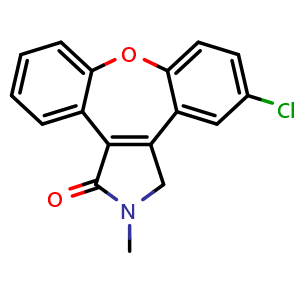 Chemical structure of 5-Chloro-2-methyl-2,3-dihydro-1H-dibenzo[2,3:6,7]oxepino[4,5-c]pyrrol-1-one , CAS 934996-79-9, AChemBlock W168755