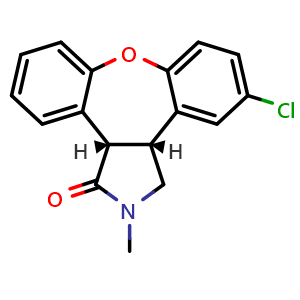 Chemical structure of rel-(3aR,12bS)-5-Chloro-2,3,3a,12b-tetrahydro-2-methyl-1H-dibenz[2,3:6,7]oxepino[4,5-c]pyrrol-1-one , CAS 912356-09-3, AChemBlock W168757