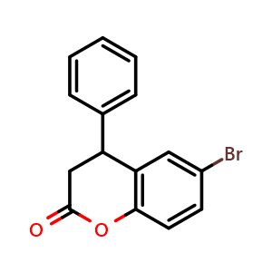 Chemical structure of 6-Bromo-4-phenylchroman-2-one , CAS 156755-23-6, AChemBlock W168764