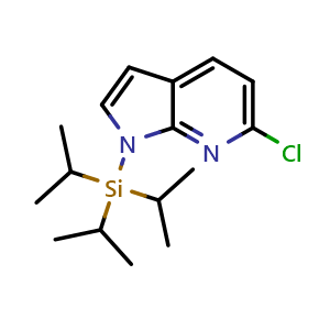Chemical structure of 6-Chloro-1-(triisopropylsilyl)-1H-pyrrolo[2,3-b]pyridine , CAS 956407-32-2, AChemBlock W168768