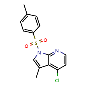 Chemical structure of 4-Chloro-3-methyl-1-tosyl-1H-pyrrolo[2,3-b]pyridine , CAS 869335-18-2, AChemBlock W168769