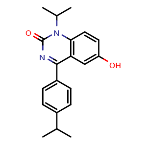 Chemical structure of 6-Hydroxy-1-isopropyl-4-(4-isopropylphenyl)-1H-quinazolin-2-one , CAS 478963-71-2, AChemBlock W168771