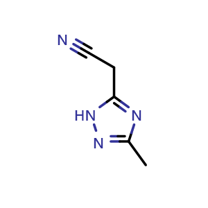 Chemical structure of 2-(3-methyl-1H-1,2,4-triazol-5-yl)acetonitrile , CAS 86999-26-0, AChemBlock W168835