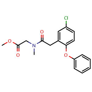 Chemical structure of Methyl 2-(2-(5-chloro-2-phenoxyphenyl)-N-methylacetamido)acetate , CAS 1180843-76-8, AChemBlock W168846