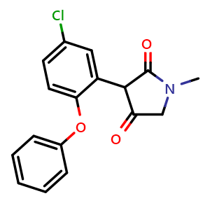 Chemical structure of 3-(5-Chloro-2-phenoxyphenyl)-1-methylpyrrolidine-2,4-dione , CAS 1162120-35-5, AChemBlock W168847