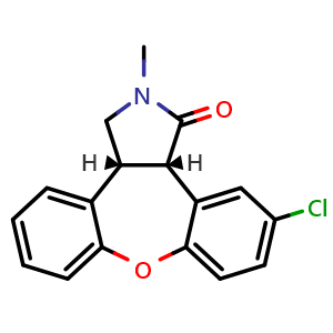 Chemical structure of rel-(3aR,12bS)-11-chloro-2-methyl-2,3,3a,12b-tetrahydro-1H-dibenzo[2,3:6,7]oxepino[4,5-c]pyrrol-1-one , CAS 165890-26-6, AChemBlock W168848