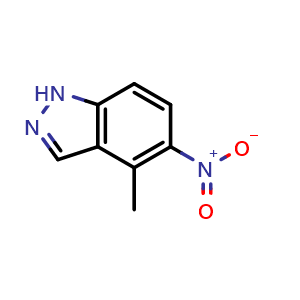 Chemical structure of 4-Methyl-5-nitro-1H-indazole , CAS 101420-67-1, AChemBlock W168854