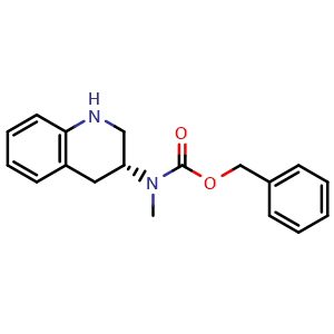 Chemical structure of (R)-Benzyl methyl(1,2,3,4-tetrahydroquinolin-3-yl)carbamate , CAS 166742-98-9, AChemBlock W168878